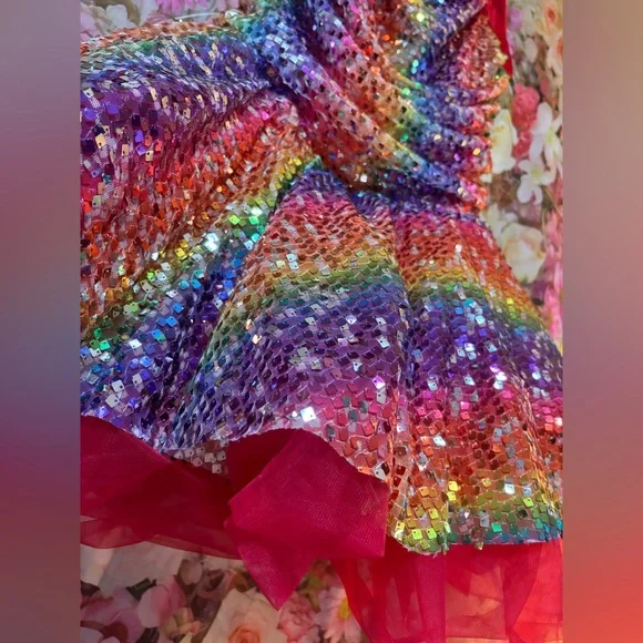 Weissman Rainbow Sequin Kids Dance Dress - Picture 3 of 16